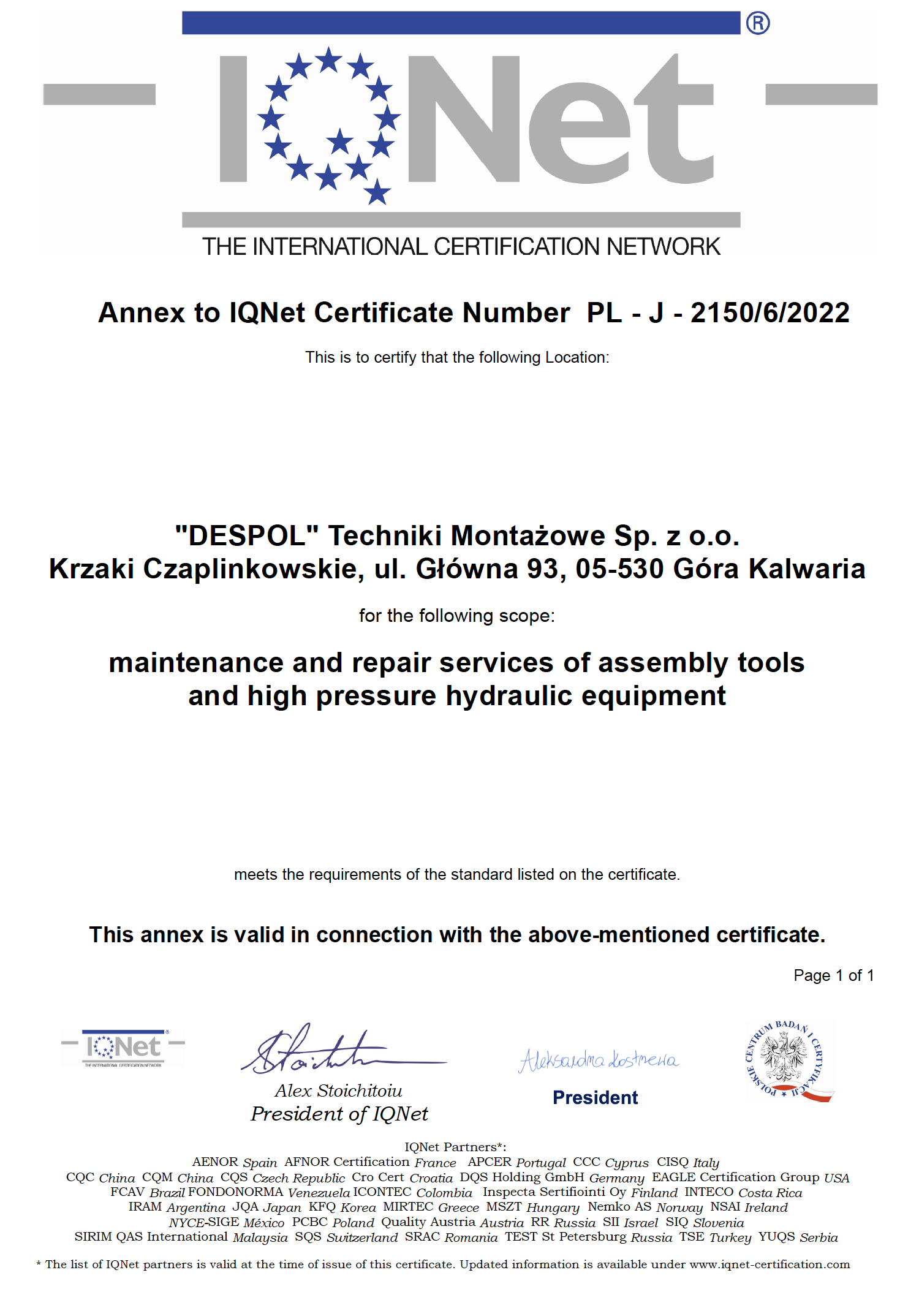 certyfikat ISO 2022