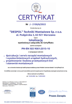 certyfikat ISO 2022