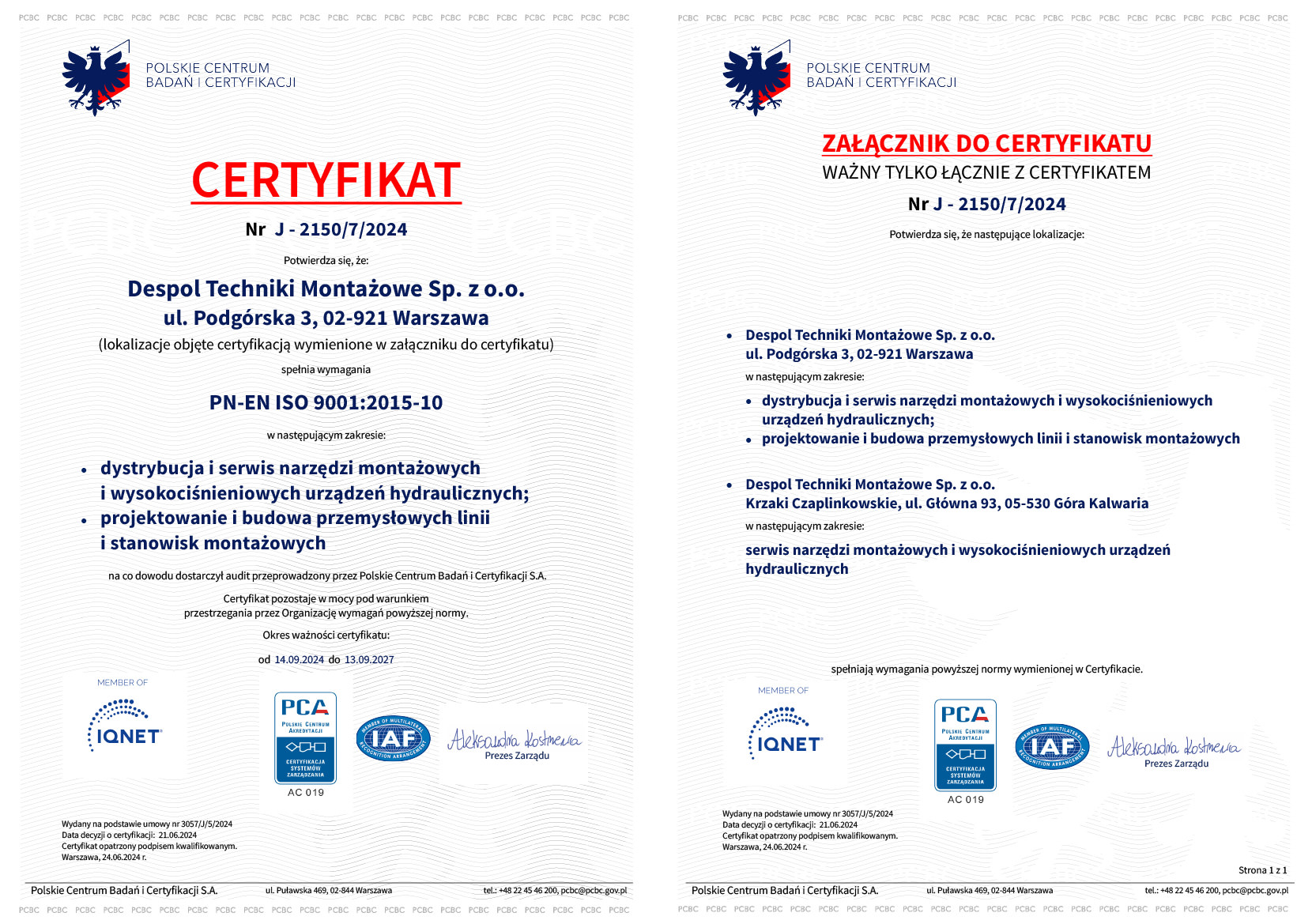 certyfikat ISO certyfikat ISO
